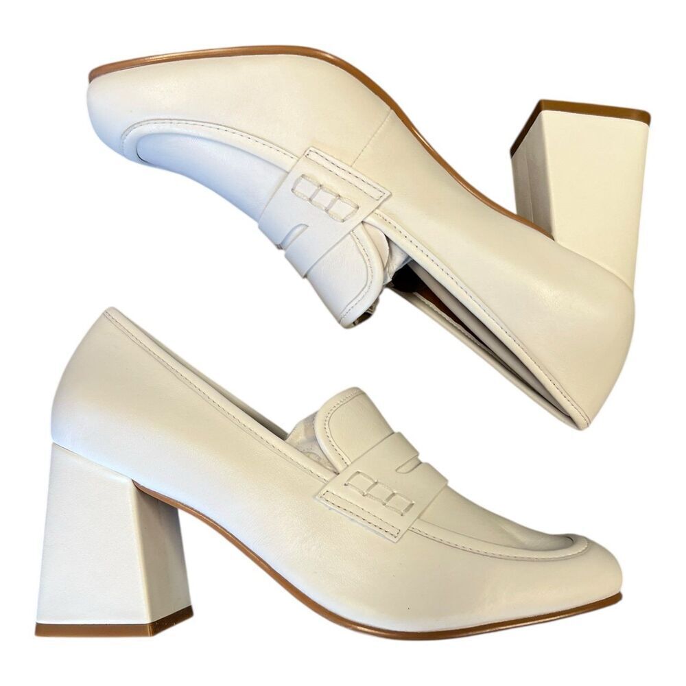 Lisa Vicky White Moxie Block Heel Pump 7.5